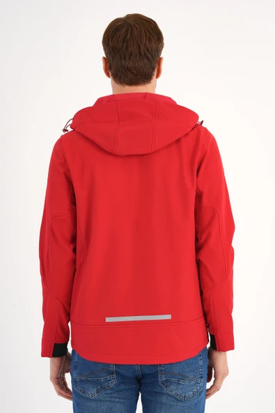 Shell Kırmızı Erkek Softshell Mont Kapüşonlu Comfort Fit - 3
