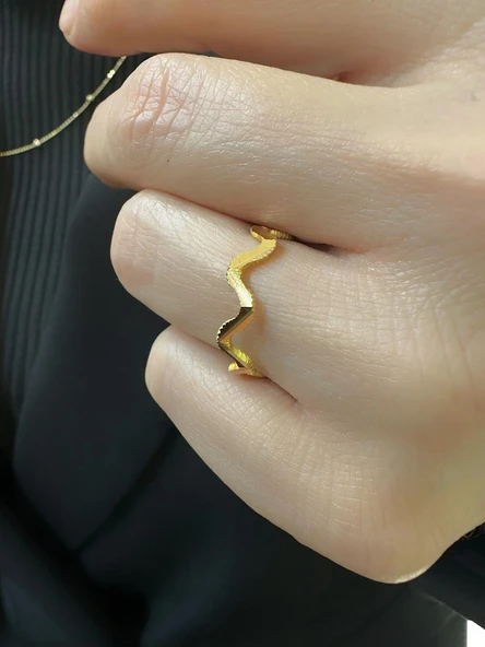 22 Ayar Altın Zikzak Ajda 2 mm Çok Şık Alyans Yüzük - Resim 2