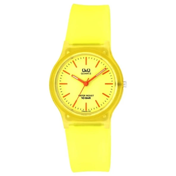 Q&Q VP46J033Y Su Geçirmez Şeffaf Sarı Silikon Kordonlu Unisex Kol Saati