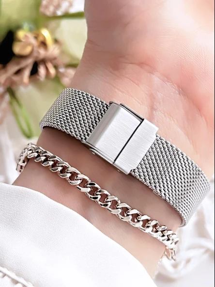 Ferrucci Kadın Kol Saati+Bileklik Özel Seri Çelik Kordon Kararma Renk Atma Yapmaz VS.BLKT.0088 - Resim 3