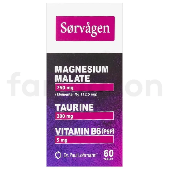 Sorvagen Magnezyum Malat Taurin ve Vitamin B6 P5P -60 Tablet-SKT:09/2027