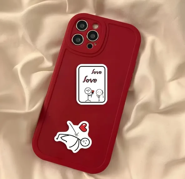 DeepCraft Sevgililer Günü Çöp Adam Etiketi Sticker Folyo Etiket Suya Dayanıklı- 5x4 Cm 50 Ad - 4