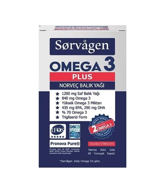 Sorvagen Omega 3 Plus Norveç Balık Yağı 60 Kapsü-SKT : 03/2027