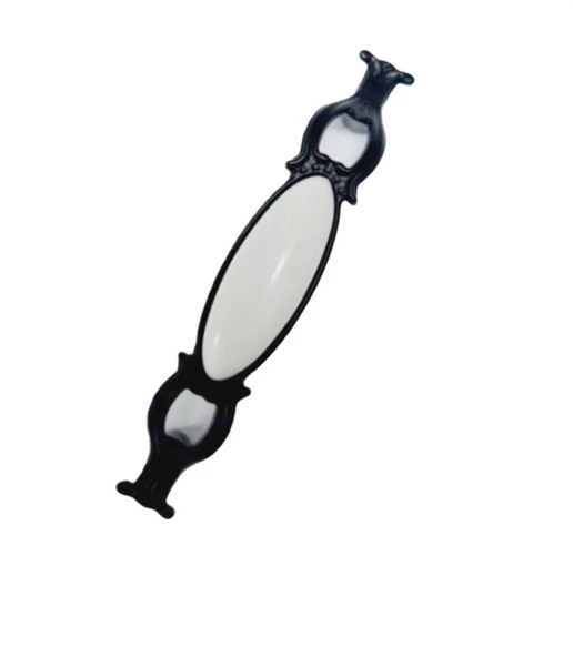 ZÜMRE 96 mm Metal siyah Kasa Beyaz  porselen  / 5 ADET - 5