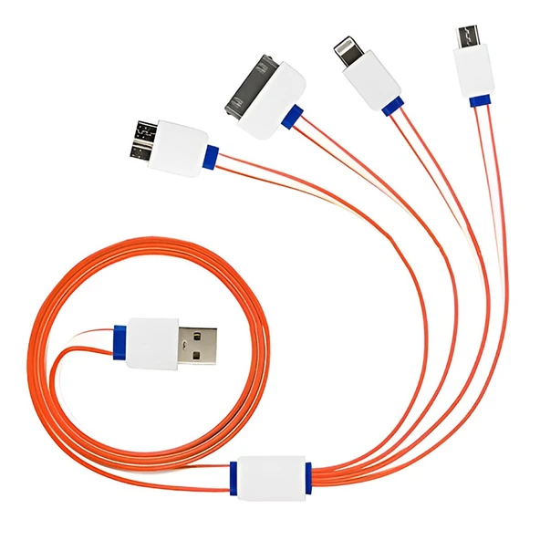StarkTech STT-751 Çok Amaçlı Beş renk 1Metre Dörtlü Erkek Giriş Şarj Kablosu - 3