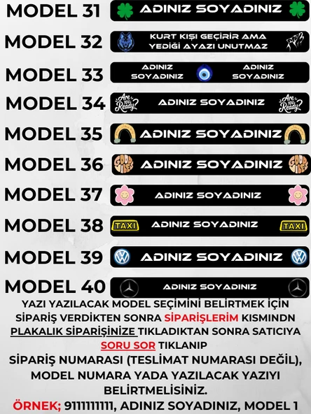 DeepCraft Kişiye Özel Her Araca Uygun İsimli Plakalık 2 adet - 4