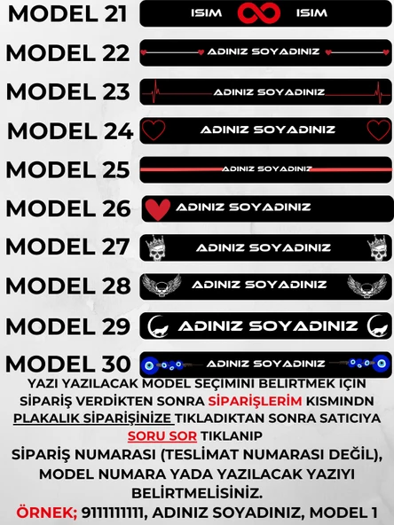 DeepCraft Kişiye Özel Her Araca Uygun İsimli Plakalık 2 adet - 3