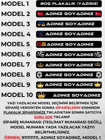 DeepCraft Kişiye Özel Her Araca Uygun İsimli Plakalık 2 adet - 5