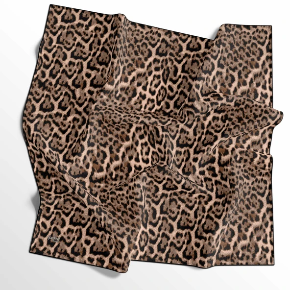 Leopar Desenli Soft Pamuk Eşarp - 04482 - 3