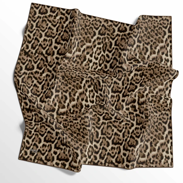 Leopar Desenli Soft Pamuk Eşarp - 04482 - 2