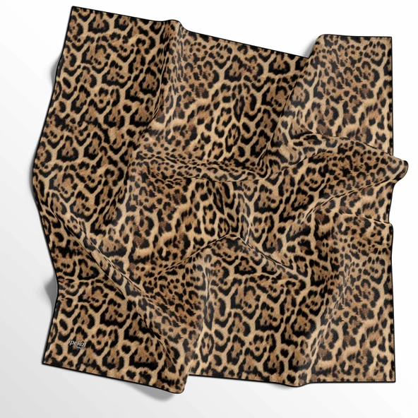 Leopar Desenli Soft Pamuk Eşarp - 04481 - Resim 5
