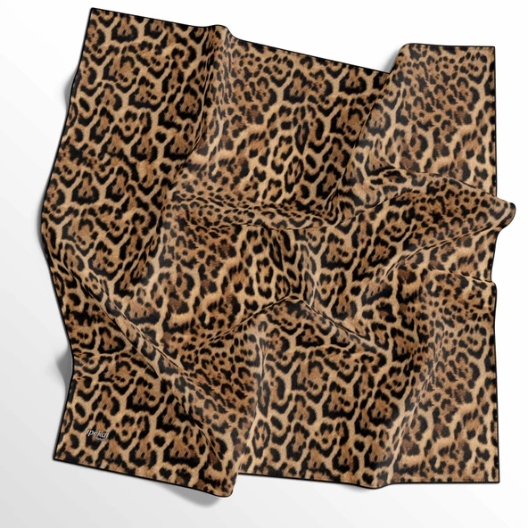 Leopar Desenli Soft Pamuk Eşarp - 04481 - Resim 3