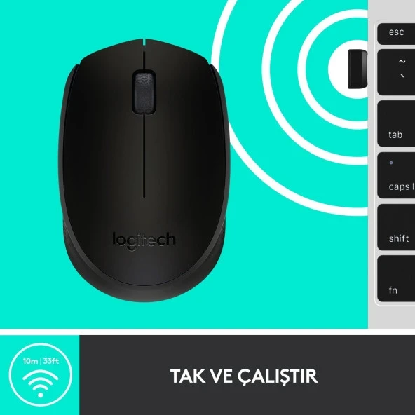 Logitech M171 USB Alıcılı Kablosuz Kompakt Mouse - Siyah - 2