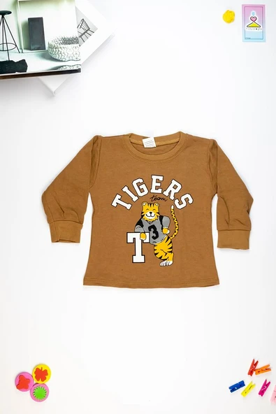 Kaplan Baskılı Uzun Kollu Çocuk  Sweatshirt  1-4 Yaş - 8