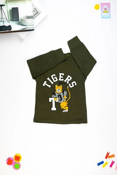 Kaplan Baskılı Uzun Kollu Çocuk  Sweatshirt  1-4 Yaş - 3
