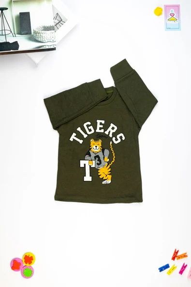 Kaplan Baskılı Uzun Kollu Çocuk  Sweatshirt  1-4 Yaş - 11