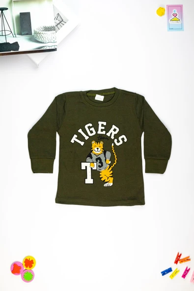 Kaplan Baskılı Uzun Kollu Çocuk  Sweatshirt  1-4 Yaş - 9