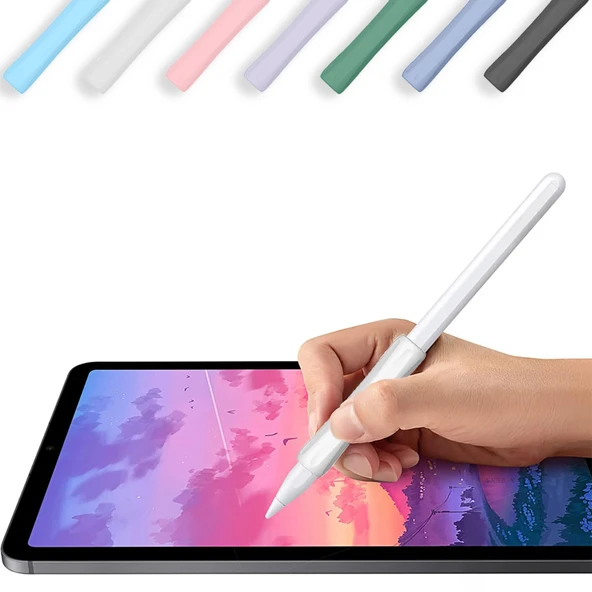 Apple Pencil 1-2 Nesil Pro USB-C Uyumlu Soft Yumuşak Silikon Kalem Tutucu Zarif Ve Rahat Kullanım  Beyaz