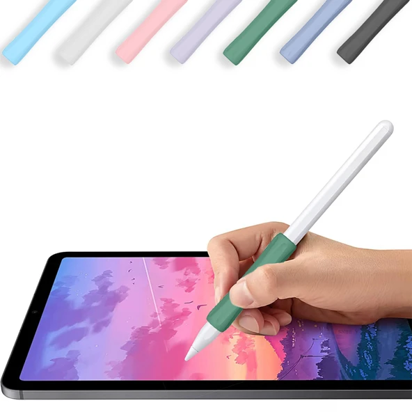 Apple Pencil 1-2 Nesil Pro USB-C Uyumlu Soft Yumuşak Silikon Kalem Tutucu Zarif Ve Rahat Kullanım  Haki