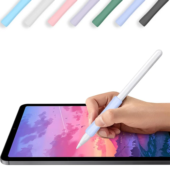 Apple Pencil 1-2 Nesil Pro USB-C Uyumlu Soft Yumuşak Silikon Kalem Tutucu Zarif Ve Rahat Kullanım  Lila