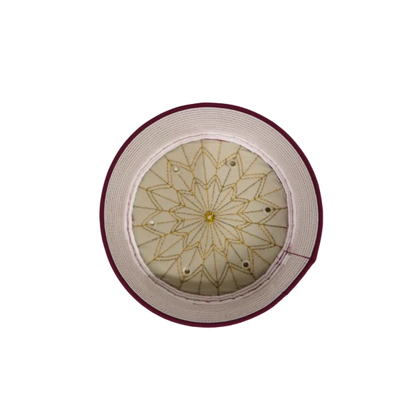 İmam Sarığı-Beyaz Kumaş-Bordo Takke-Düz Sarım-Kuş Gözlü-5 metre - 5