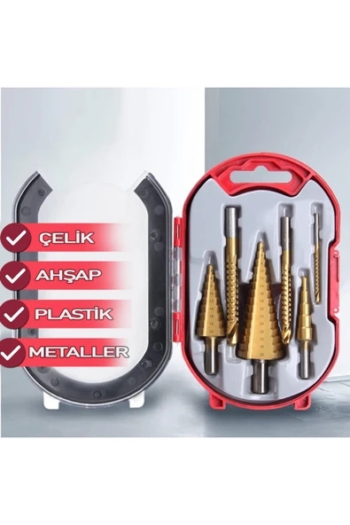 Yüksek Kalite Kademeli Matkap Sac Delme Ucu Seti 6 Parça Kademeli Matkap Ucu Seti (Özel Çanta) - 7