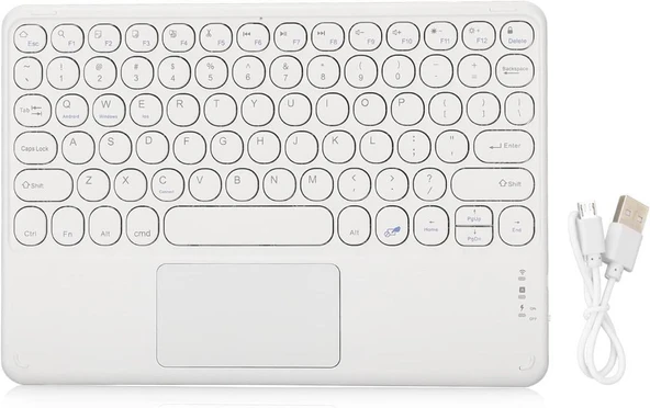 Hometech Alfa 8MG 8" Uyumlu Kablosuz Bluetooth Şarjlı TouchPad'li Türkçe Q Klavye - Beyaz - 6