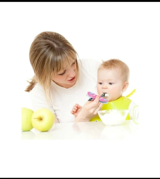 Bebek çocuk uçakli mama kaşığı 1 adet mavi - 3