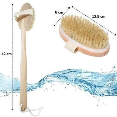 Doğal At Kılı Selülit Karşıtı Sapı Çıkabilen Ahşap Banyo Fırçası - 7