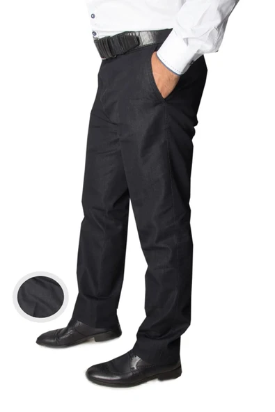 Yazı Klasik Fit Erkek Keten Pantolon-7112