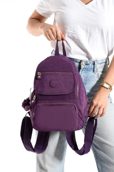 Kadın Sırt Çantası Kapaklı Model 30*25 Cm Hafif Klinkır Kumaş Spor Çantası Günlük Bayan Çantası - 5