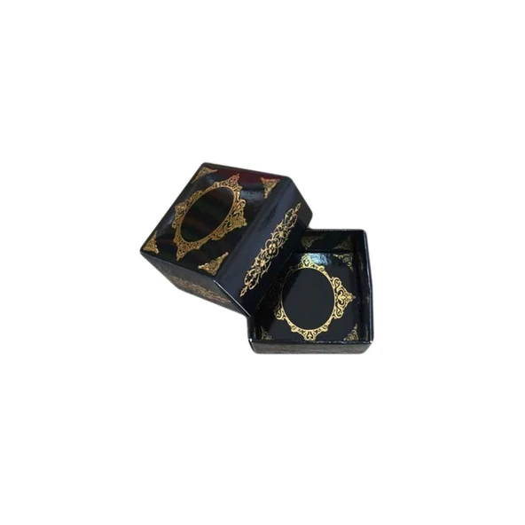 Komple Karton Kutu Saray Desen Gold Yaldız 4X4X2 CM (50 Adet)  Siyah - 2