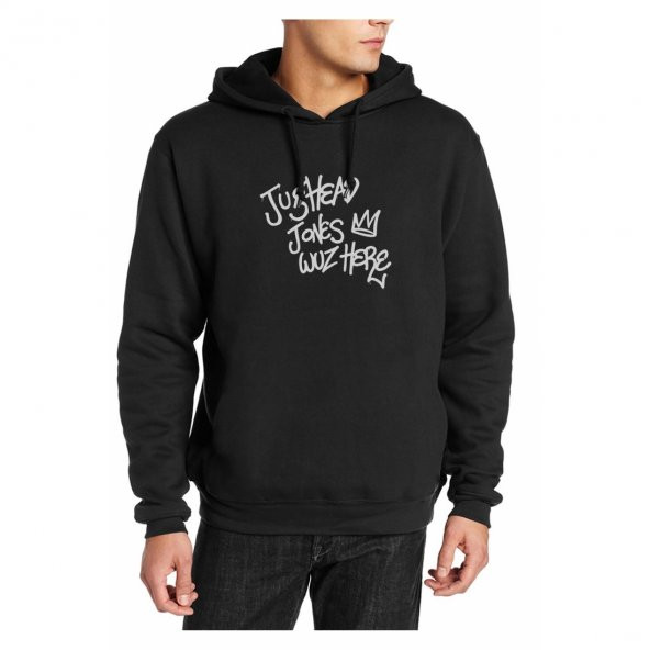 Riverdale Jughead Jones Was Here Baskılı Siyah Erkek Örme Kapşonlu Sweatshirt Uzun kol