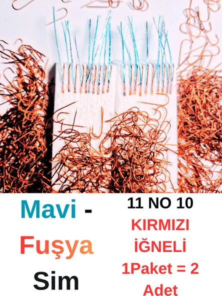 Eagenset Çapari, İstavrit Çaparisi, Ultraviyole Uv Neon 11 No Kırmızı İğne, 10 İğneli Çapari 2li Paket - Resim 8