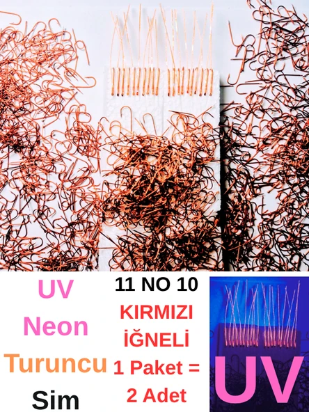 Eagenset Çapari, İstavrit Çaparisi, Ultraviyole Uv Neon 11 No Kırmızı İğne, 10 İğneli Çapari 2li Paket - Resim 2