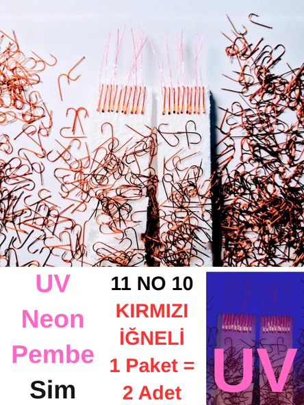 Eagenset Çapari, İstavrit Çaparisi, Ultraviyole Uv Neon 11 No Kırmızı İğne, 10 İğneli Çapari 2li Paket - Resim 3