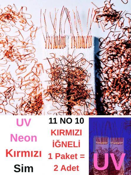 Eagenset Çapari, İstavrit Çaparisi, Ultraviyole Uv Neon 11 No Kırmızı İğne, 10 İğneli Çapari 2li Paket - Resim 5