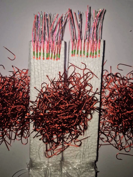 Eagenset Çapari, İstavrit Çaparisi, Ultraviyole Uv Neon 11 No Kırmızı İğne, 10 İğneli Çapari 2li Paket - 12
