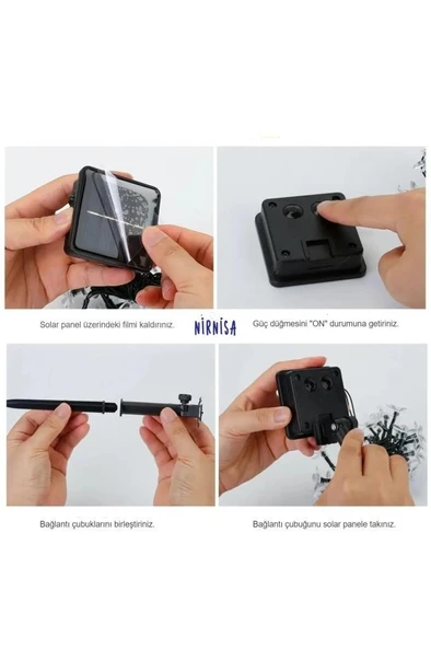 6 Metre 30 Led Çiçek Solar Lamba Güneş Enerjili Sarı Işık Zincir Bahçe Aydınlatma Parti Süs Lambası - 6