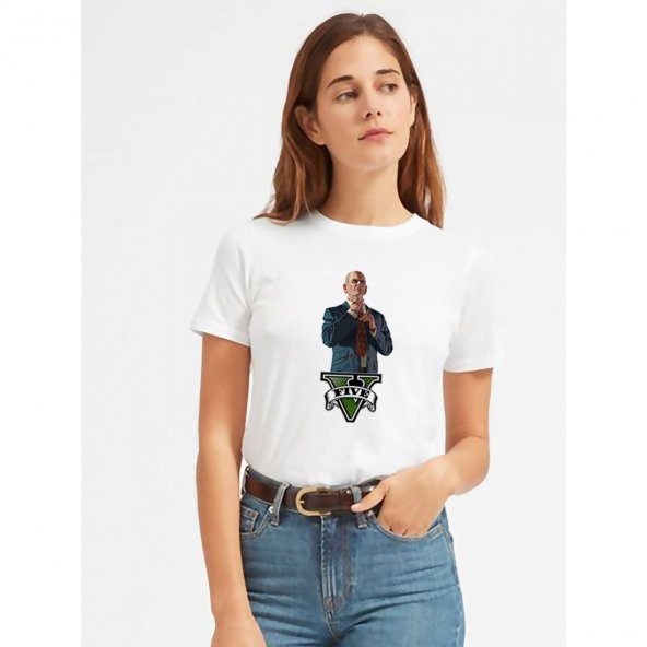 GTA V Jon Gravelli Kadın Beyaz Tshirt