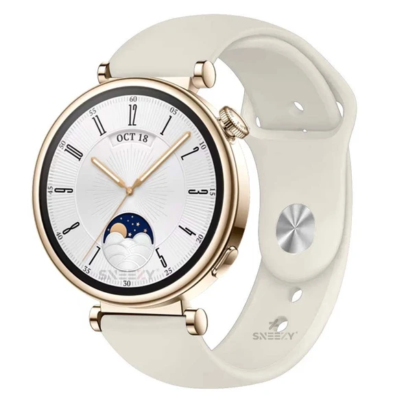 Sneezy Huawei Watch GT4 41mm İle Uyumlu 18mm PureLux Soft Silikon Kordon  Starlight