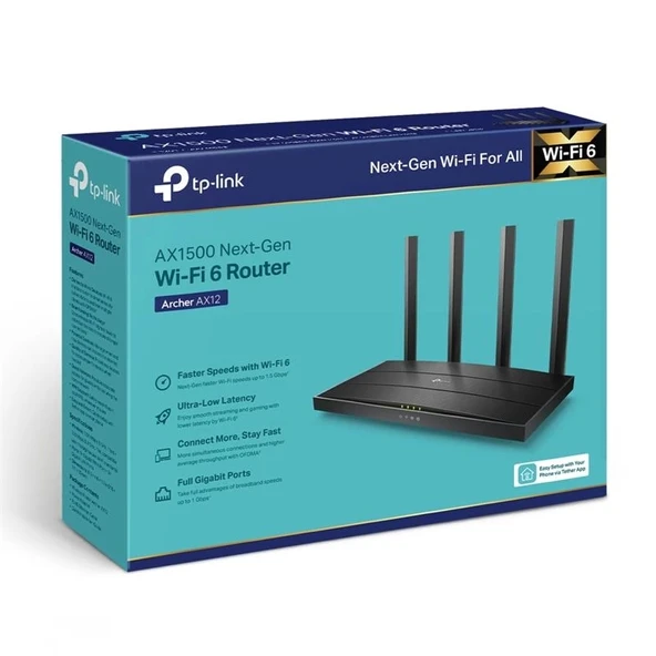 ONTECH - Tp-lınk Archer Ax12 Ax1500 1200mbps Dual Band Gıgabıt Wı-fı 6 Router