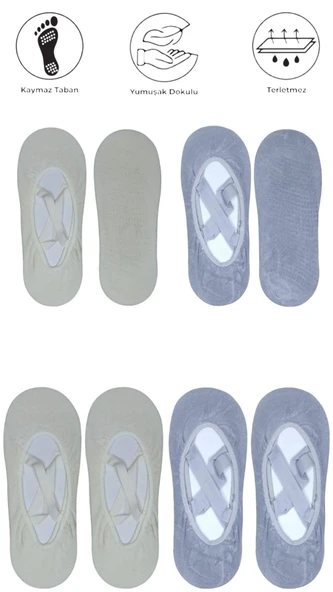 4 Adet Bayan Kaydırmaz Tabanlı Yoga Pilates Fitness Dans ve Spor Çorabı - 12