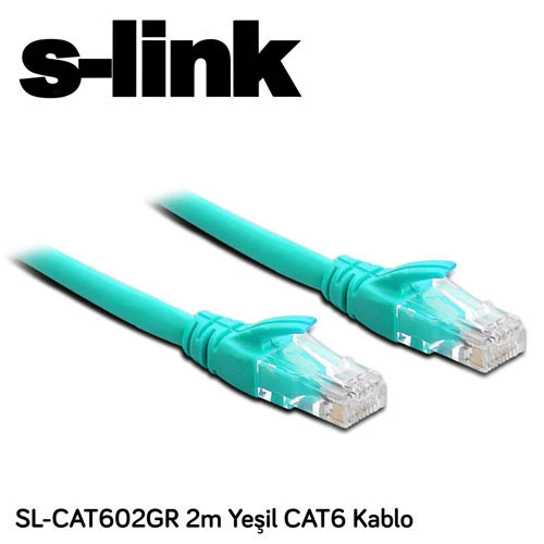 S-LINK SL-CAT602GR Cat6 Utp ( 2 Metre ) Yeşil Patch Kablo