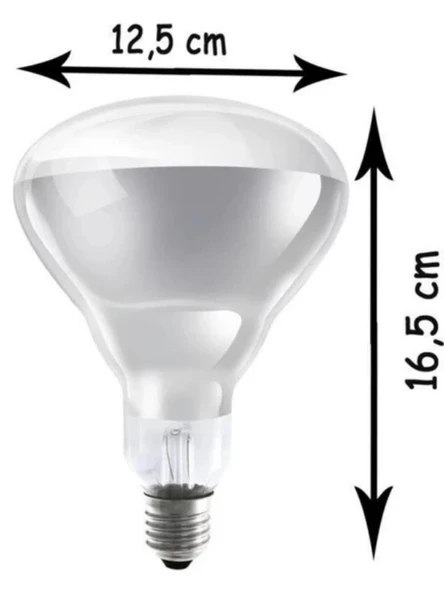 (3 Adet) 250W Kızılötesi (infrared) Isıtıcılı Hayvan Isıtma ve Kuluçka Lambası (Sarı Işık) E27 (Kalın Duy) - 4