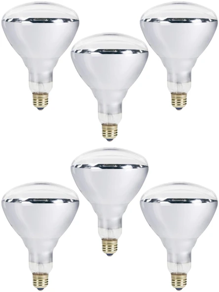 (6 Adet) 250W Kızılötesi (infrared) Isıtıcılı Hayvan Isıtma ve Kuluçka Lambası (Sarı Işık) E27 (Kalın Duy)