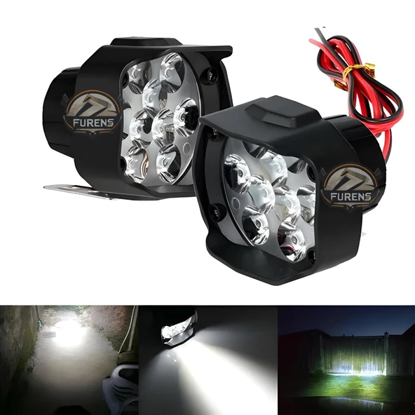 2 Adet 9 Ledli Motosiklet Scooter Uyumlu Led Sis Farı Çakar Ve Sabit Mod Açma Kapatma Tuşlu ubs siz - Resim 4