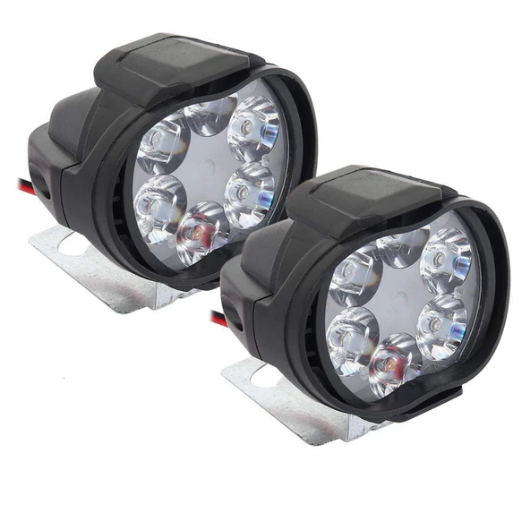 2 Adet 6 Ledli Motosiklet Scooter Uyumlu Led Sis Farı Çakar Ve Sabit Mod Açma Kapatma Tuşlu usb siz - Resim 3