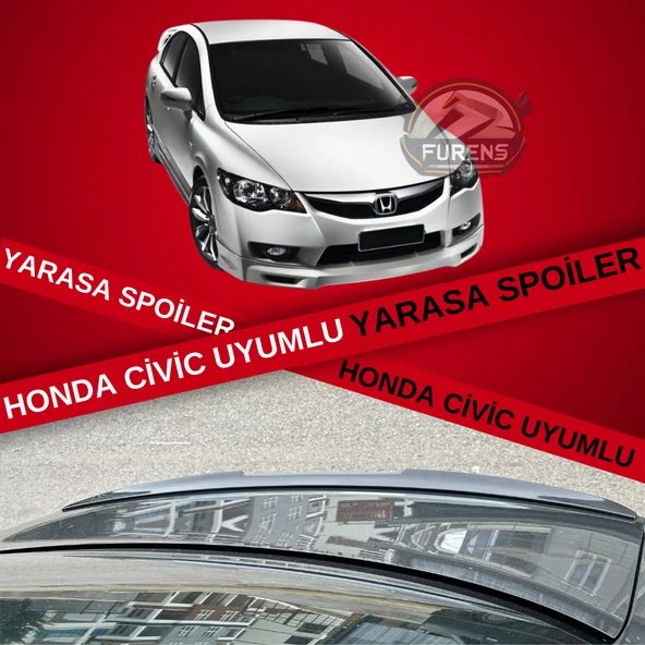 Honda Civic Fd6 Bagaj Üstü Black Piano Yarasa Spoiler Bagaj Çıtası ürün görseli 1