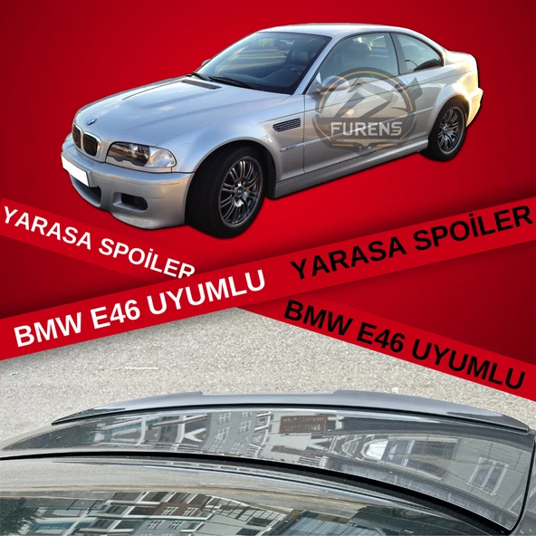 Bmw E46 1998-2005 Bagaj Üstü Slim Yarasa Spoiler Piano Black Parlak Siyah ürün görseli 1